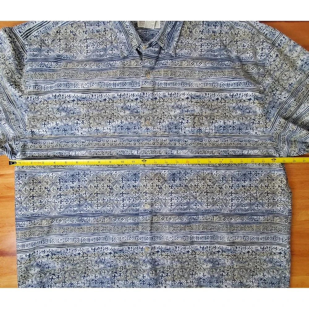 Vintage Banana Republic Safari Travel Short Sleeve Button Abstract Shirt Mens XL